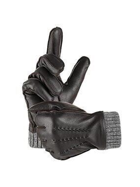 Mens Leather Gloves Cashmere Lined Touchscreen Winter Driving Warm Gloves